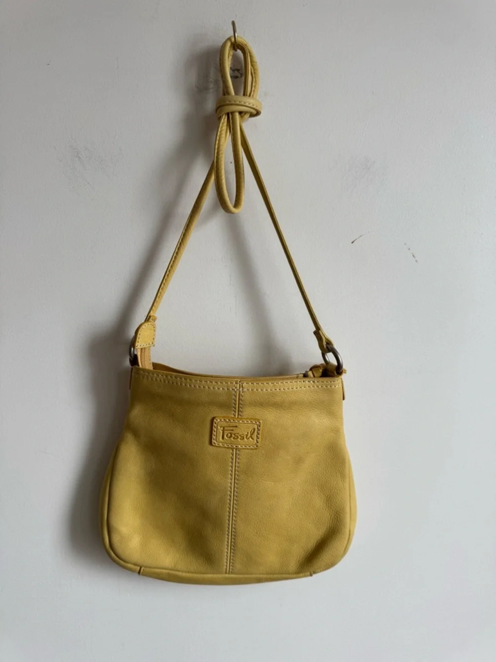 Fossil Genuine Leather Mustard Yellow Crossbody Bag - Picture 4 of 11